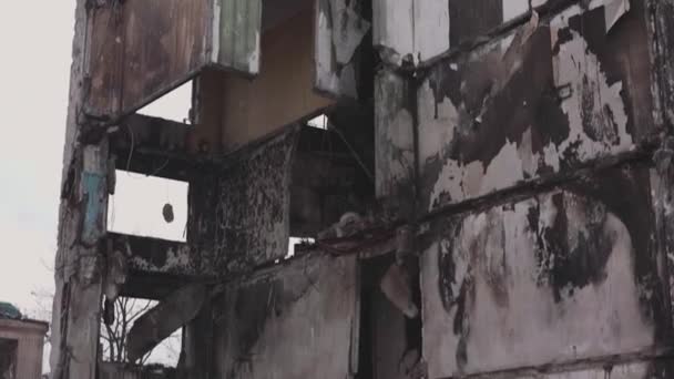 War Ukraine Destroyed House Destroyed Multi Storey Building Borodyanka Deoccupation — Stok video