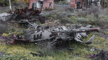 War in Ukraine, remnants of destroyed equipment, military equipment, Kharkiv region