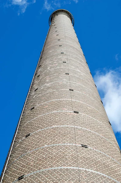 Tall Old Industrial Chimney Made Bricks — Stock Photo, Image