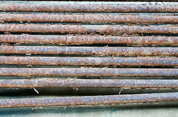 Vieja Superficie Hormigón Con Barras Refuerzo Oxidadas —  Fotos de Stock