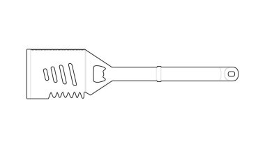 The best 4 in 1 BBQ Grill Spatula, outline simple flat icon, isolated on white background. Vector illustration in trendy style. Editable graphic resources for many purposes.