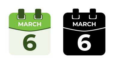 March 6 flat daily spiral calendar icon date vector image in matching color scheme. Suitable and perfect for design material, such as event or reminder. The best editable graphic resources.