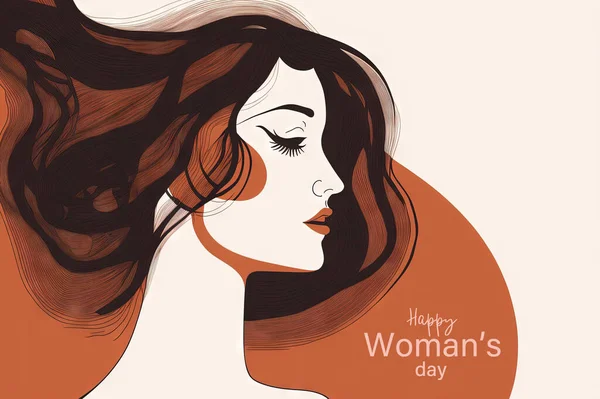 International women\'s day background. Drawing woman face express feeling with copy space.