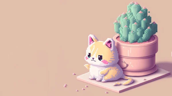Cute background with copy space pixel art style