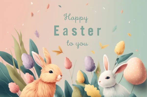 Easter Monday cute illustration graphic with copy space background.