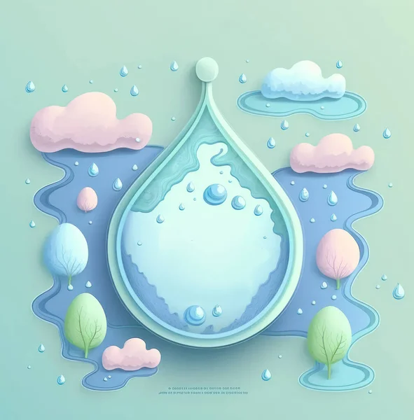 World water day cute illustration graphic with copy space background.