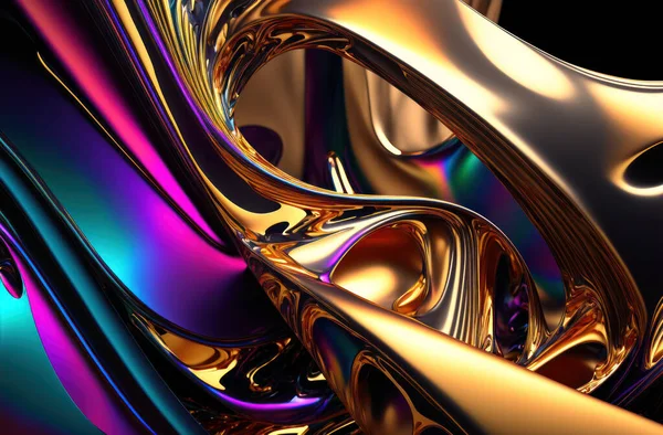 Psychic waves bold metallic color tone abstract background.