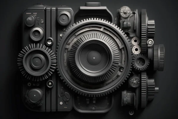 Inside camera gear abstract background graphic design.