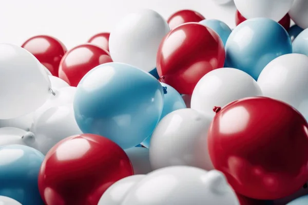 Blue red and white balloon on white background with copy space.