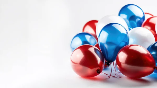 Blue red and white balloon on white background with copy space.