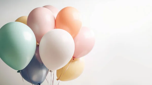 Pastel tone colors of balloon on white  background with copy space.