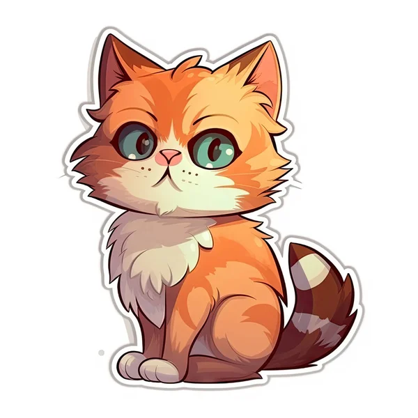 Conjunto de ilustrações de personagens de desenhos animados de gato bonito.  gatos com nariz em forma de coração, gatinhos fofinhos felizes sorrindo,  gatinhos laranja e cinza sentados no branco