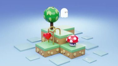 Mini oyun ve karakter çizgi filminin sevimli animasyon 3D canlandırmasıName.