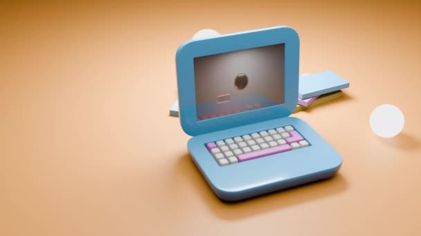 背景上笔记本电脑的可爱动画 — 图库视频影像