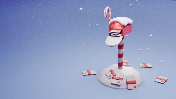 4K圣诞装潢邮筒充满邮件的可爱动画 — 图库视频影像
