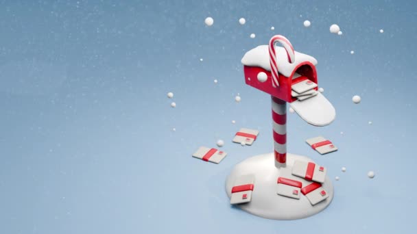 Postalarla Dolu Noel Süsleme Posta Kutusunun Şirin Animasyonu — Stok video