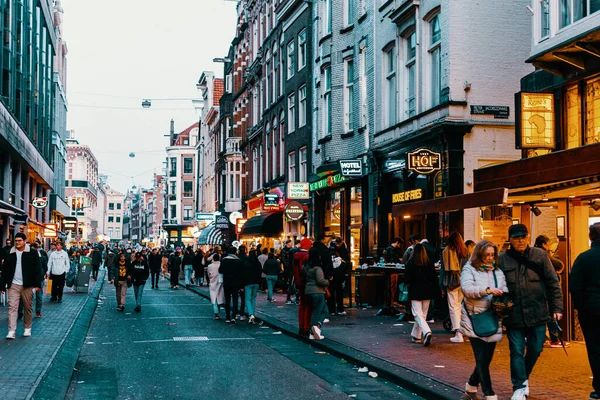 Pedestres Rua Vida Amsterdã — Fotografia de Stock