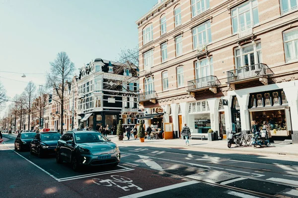 Gyalogosok Utcai Élet Amszterdamban Stock Fotó