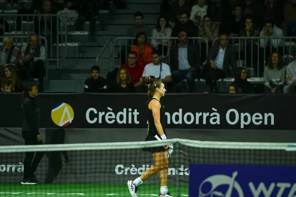 安道尔拉维拉 安道尔 2022年12月4日 在安道尔拉维拉的安道尔女子网球协会 Wta 网球公开赛的决赛中 克罗地亚的安娜 Ana Konjuh 对美国的阿丽亚 — 图库照片