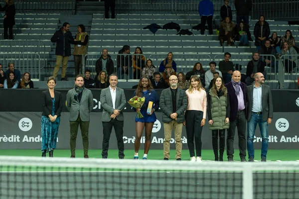安道尔拉维拉 安道尔 2022年12月4日 美国阿丽亚 帕克斯在安道尔公国拉韦拉举行的安道尔女子网球公开赛中 获得了 安道尔女子网球信贷协会网球公开赛 — 图库照片