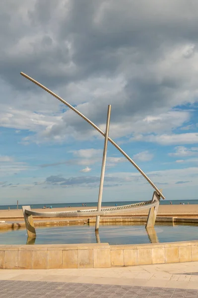 stock image Valencia, Spain : 2022 November 14 : Sculpture of the Nau de L aigua on the Paseo de Playa de las Arena in the city of Valencia in 2022.