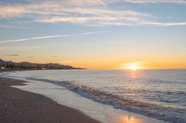 Sunrise in Nerja in Malaga in Spain in autumn 2022.