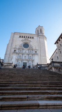 Girona, Spian : January 7, 2023 : Cathedral of Saint Mary of Girona in Catalonia in winter of 2023.