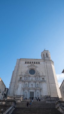 Girona, Spian : January 7, 2023 : Cathedral of Saint Mary of Girona in Catalonia in winter of 2023.