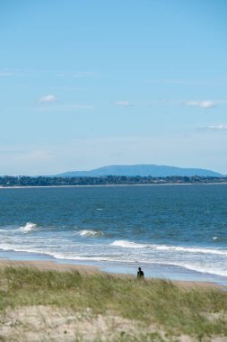 Canelones, Uruguay 'ın Altın Sahili' ndeki Atlntida turistik şehrinin plajı..