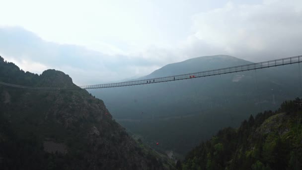 Puente Tibetano Más Largo Europa 600 Metros Largo 200 Metros — Vídeo de stock