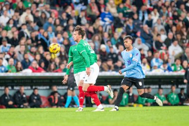 Bilbao, İspanya: 23 Mart 2024: İspanya 'nın Bilbao kentinde 23 Mart 2024 tarihinde Euskadi ve Uruguay arasında oynanan Uluslararası Dostluk karşılaşmasında oyuncular.