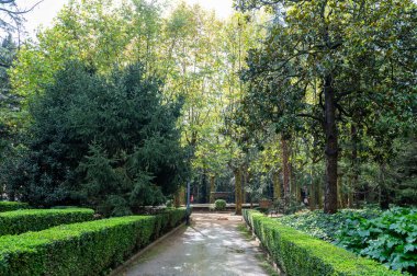 Olot, İspanya: 30 Ekim 2024: Placa Escultor Josep Claro Katalan Olot şehrinde Ekim 2024 'te köşe