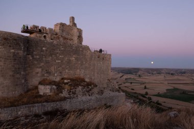 Panorama of the medieval castle of Castrojeriz built in the municipality of Castrojeriz in the 13th century, in Burgos in October 2024 clipart