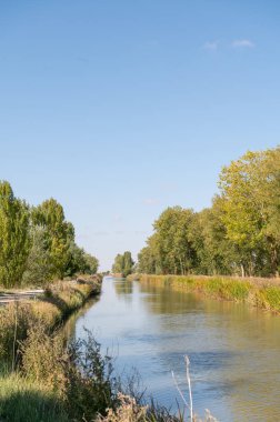 Canal de Castilla on the Camino de Santiago Route, stage from Catrojeriz to Fromista in Spain. clipart