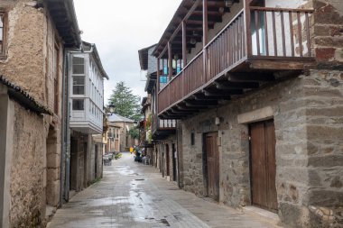 Molinaseca, Spain: 2024 September 27: Panorama of the main street of Molinaseca in Leon, on the Camino de Santiago in 2024. clipart