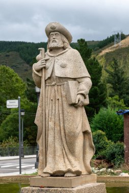 Molinaseca, Spain: September 27, 2024: The Pilgrim Monument in Molinaseca in the province of Leon on the Camino de Santiago, on the French route. clipart