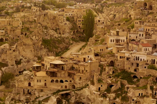Kilátás Ortahisar Kastély Urgup Cappadocia Pulyka Stock Kép