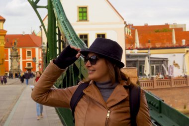 Wroclaw City, Polonya 'da mutlu bir kadının portresi