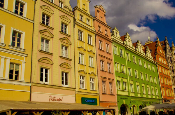 Colorful Old houses in old town, wroclaw, poland
