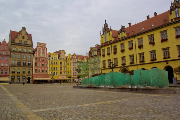 Πολύχρωμα Παλιά Σπίτια Στην Παλιά Πόλη Wroclaw Πολωνία — Φωτογραφία Αρχείου