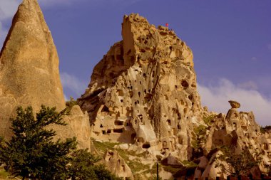 view of ortahisar castle in urgup cappadocia, turkey clipart