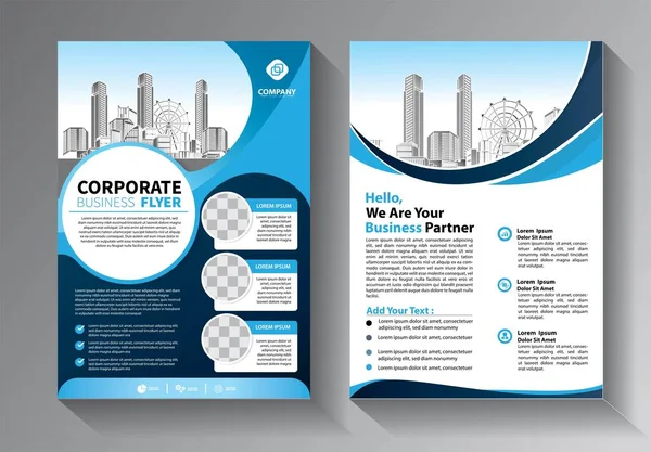 Kapak kitabı sunumunda soyut mavi sıvı grafiksel çember şekli. Minimum broşür düzeni ve modern rapor iş ilanları poster şablonu