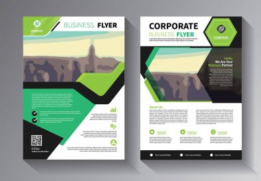 Corporate Business Flyer poster broşürü kapak tasarım planı arka planı, iki renk şeması, A4 boyutunda vektör şablonu