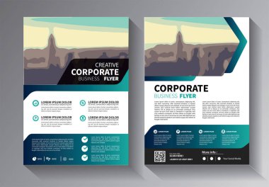 Corporate Business Flyer poster broşürü kapak tasarım planı arka planı, iki renk şeması, A4 boyutunda vektör şablonu