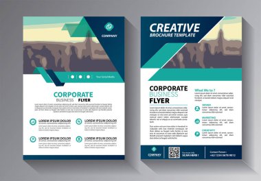 Corporate Business Flyer poster broşürü kapak tasarım planı arka planı, iki renk şeması, A4 boyutunda vektör şablonu