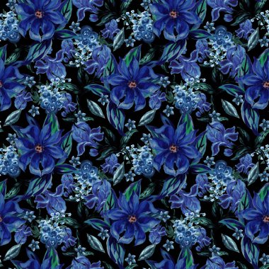 İç dekorasyon, baskı kağıdı, ambalaj ve kumaş için kusursuz mavi desenli desenli desenler.