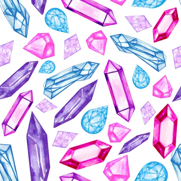 Κομψό Doodle Πολύτιμος Λίθος Κρύσταλλο Jewely Ροκ Ακουαρέλα Χέρι Που — Φωτογραφία Αρχείου