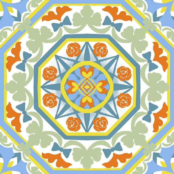 Verschiedene Orientalische Farbenfrohe Dekorationen Kombinierten Sich Einer Nahtlosen Musterillustration Handgezeichnete — Stockfoto