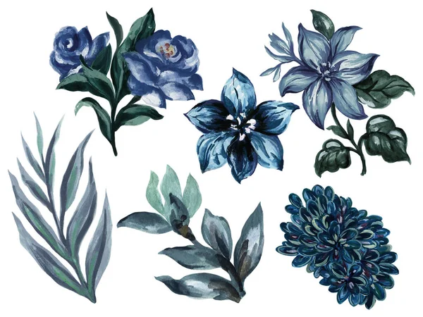 Hermoso Elemento Invierno Azul Profundo Flores Estación Plantas Jardín Arangement —  Fotos de Stock