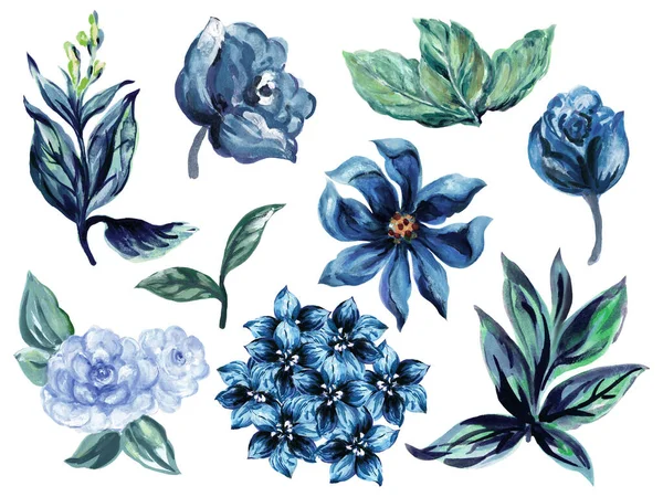 美しい要素冬深い青の花の季節の植物の庭の配置は ファッション ファブリック インテリアのための装飾 — ストック写真